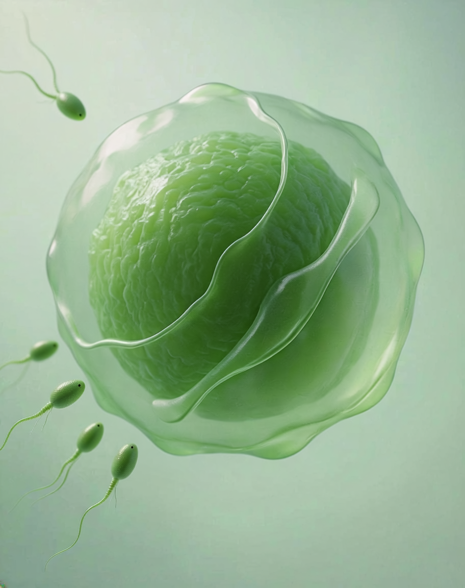 sperms around green cell